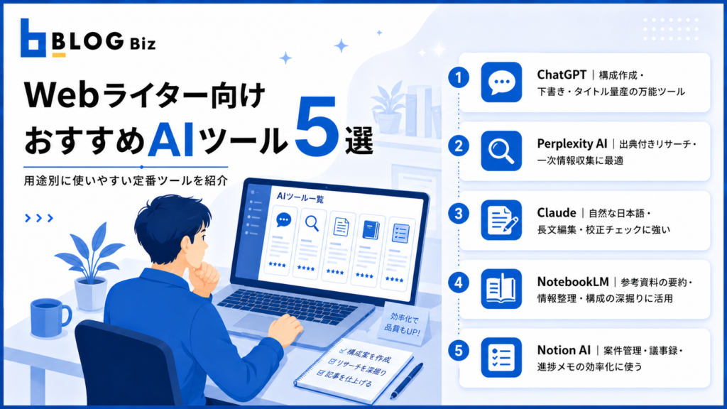 Webライター向けおすすめAIツール5選