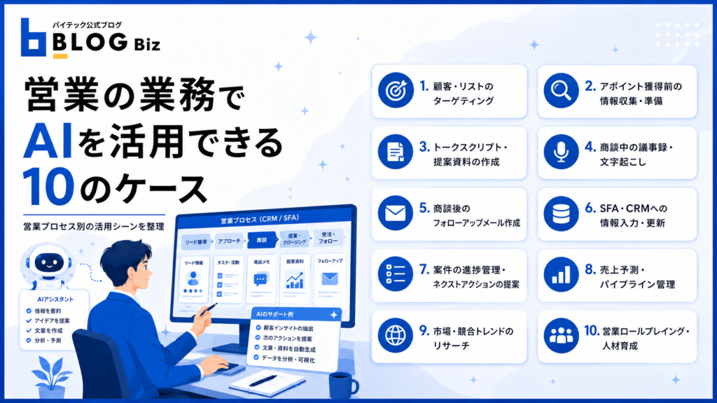 営業の業務でAIを活用できる10のケース
