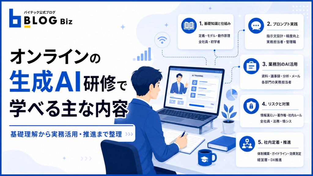 オンラインの生成AI研修で学べる主な内容