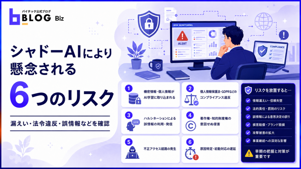 シャドーAIにより懸念される6つのリスク