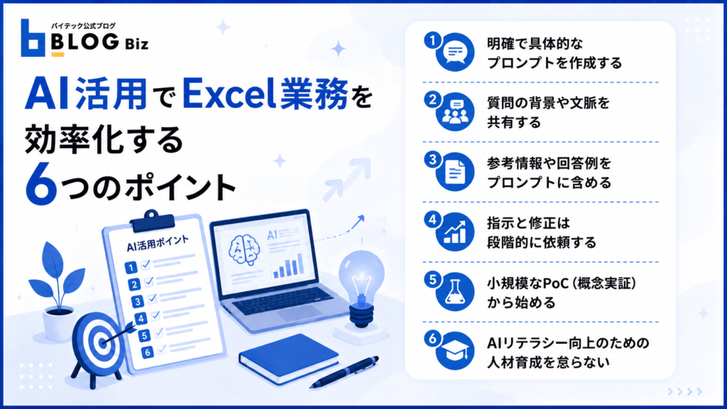 AI活用でExcel業務を効率化する6つのポイント